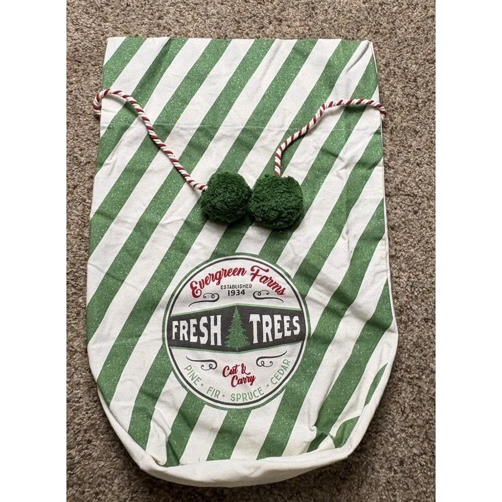 Christmas Tree Storage Bag Evergreen Farms Fresh Trees Canvas Drawstring 23”
